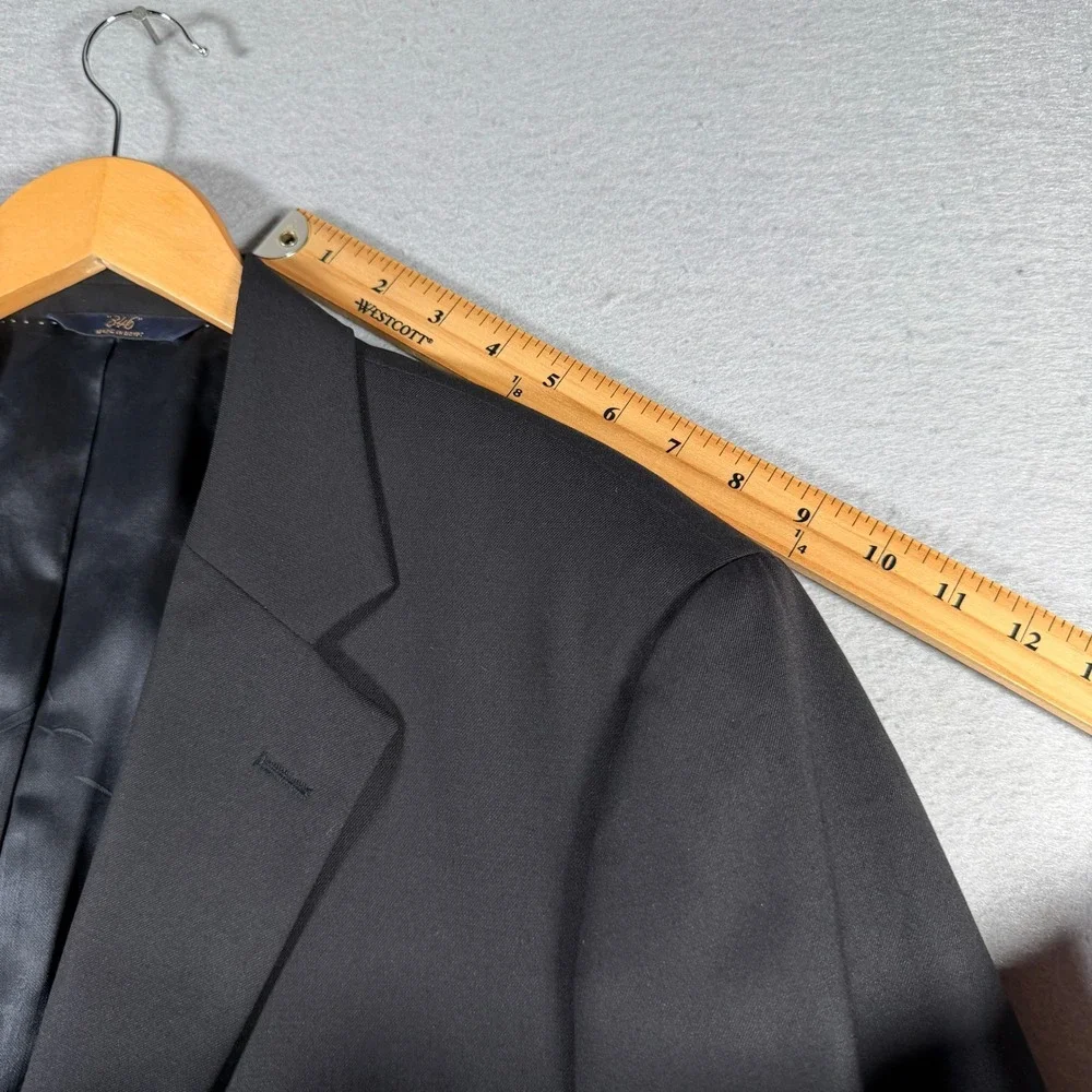 Brooks Brothers 346 Men Black Wool Stretch Blazer Jacket 42L Two Button 13516027